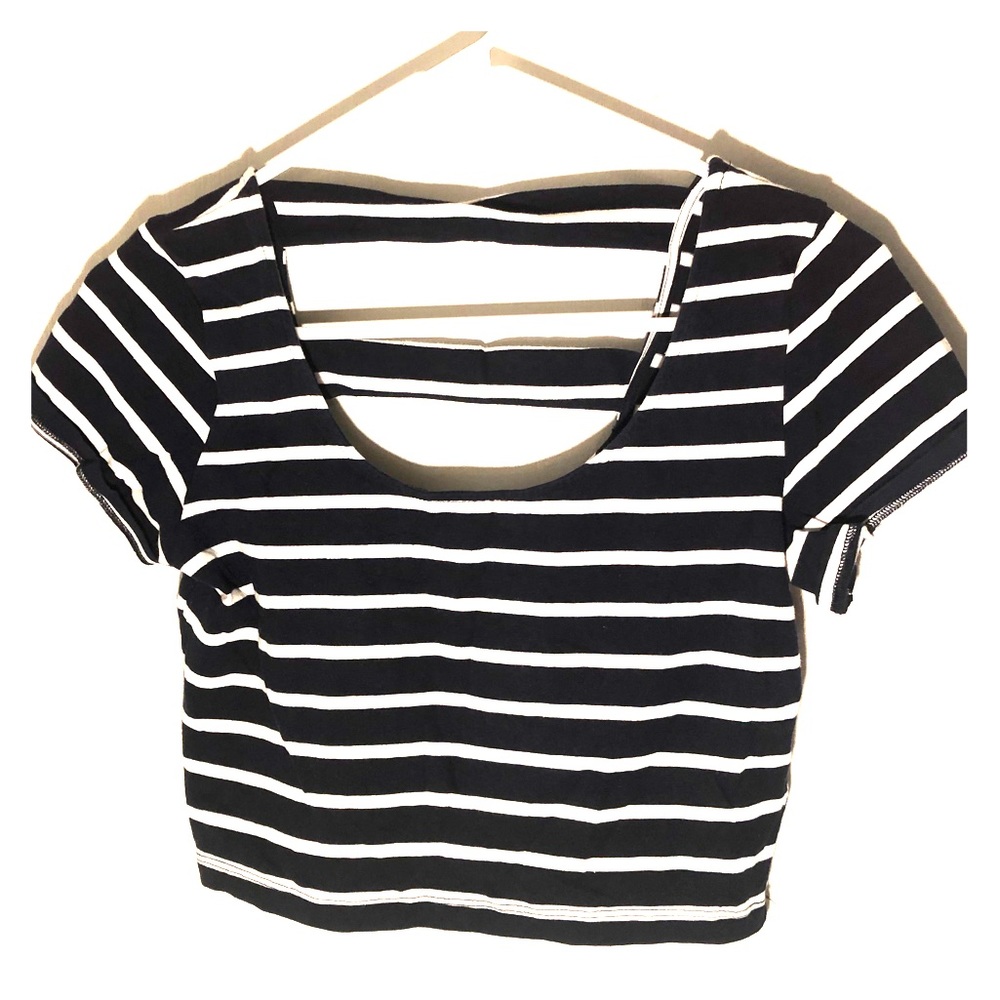 Charlotte Russe- Striped Open-back Crop